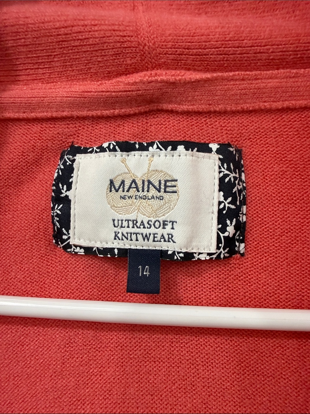 EUC Open-Front Coral Cardigan Sweater Maine New England - Picture 2 of 5